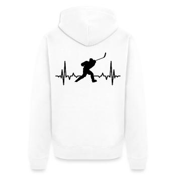 Amateurs de hockey sur glace Palpitations cardiaques - Veste à capuche bio Premium Unisexe - blanc - Dos - Thijin (182cm)