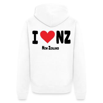J’adore NZ Nouvelle-Zélandaise Fier Néo-Zélandais - Veste à capuche bio Premium Unisexe - blanc - Dos - Thijin (182cm)