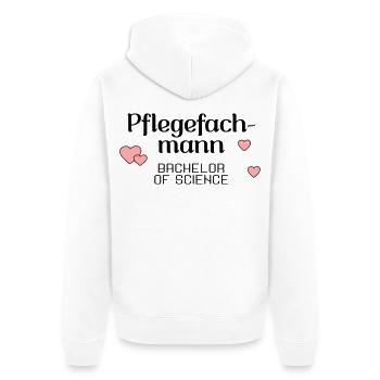 Pflegefachmann Studium Abschluss - Unisex Premium Bio Zip Hoodie - Weiß - Hinten - Thijin (182cm)