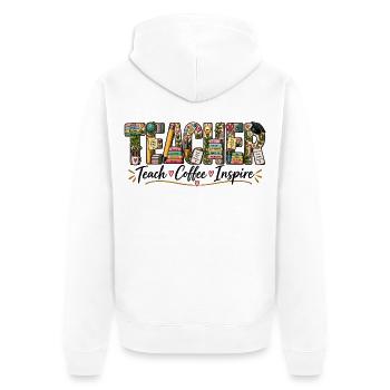 Lehrer - Unisex Premium Bio Zip Hoodie - Weiß - Hinten - Thijin (182cm)
