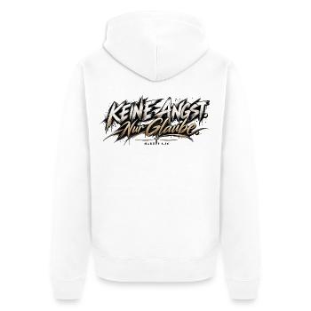 Keine Angst Nur Glaube – Christliches Design - Unisex Premium Bio Zip Hoodie - Weiß - Hinten - Thijin (182cm)