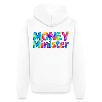 Money Minister – Große Pläne, kleines Budget - Unisex Premium Bio Zip Hoodie - Weiß - Hinten - Thijin (182cm)