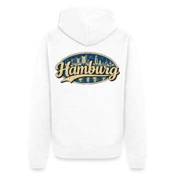 Hamburg Vintage Stadtmotiv - Unisex Premium Bio Zip Hoodie - Weiß - Hinten - Thijin (182cm)