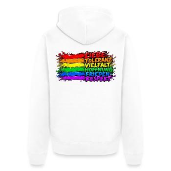 Regenbogenfrieden Liebe Vielfalt - Unisex Premium Bio Zip Hoodie - Weiß - Hinten - Thijin (182cm)