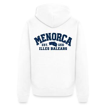 Menorca - Insel - Mittelmeer - Spanien - Balearen - Unisex Premium Bio Zip Hoodie - Weiß - Hinten - Thijin (182cm)