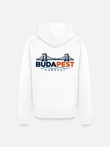 Budapest – Kettenbrücke an der Donau - Unisex Premium Bio Zip Hoodie - Weiß