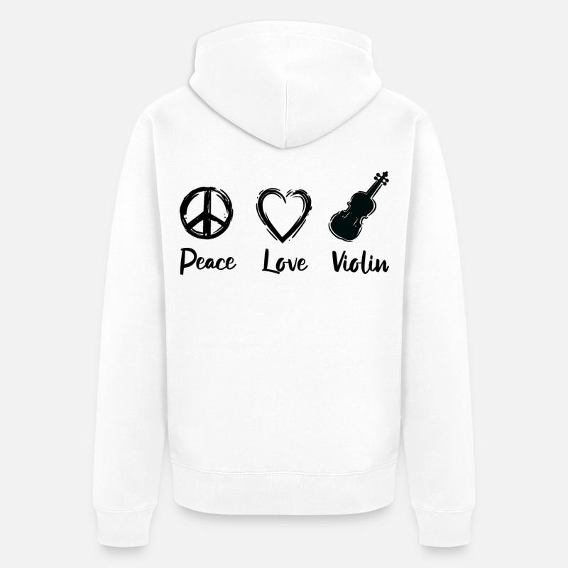 Paix Amour Violon - Veste à capuche bio Premium Unisexe - blanc