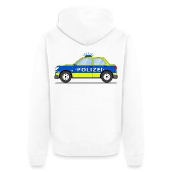 Polizeiauto in Blau und Gelb - Unisex Premium Bio Zip Hoodie - Weiß - Hinten - Thijin (182cm)