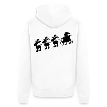 Weihnachtsmann mit Schlitten - Unisex Premium Bio Zip Hoodie - Weiß - Hinten - Thijin (182cm)