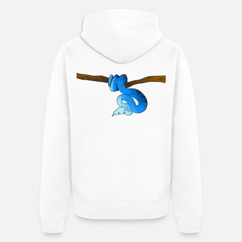 Serpent Bleu - Veste à capuche bio Premium Unisexe - blanc