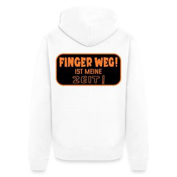 Finger Weg Zeit - Unisex Premium Bio Zip Hoodie - Weiß - Hinten - Thijin (182cm)