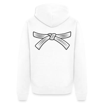 Karategürtel, Weißgurt Abschluss Kyu Karate Student - Unisex Premium Bio Zip Hoodie - Weiß - Hinten - Thijin (182cm)
