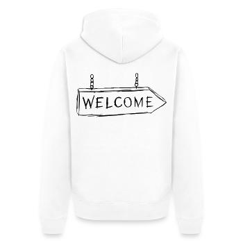 Welcome - Unisex Premium Bio Zip Hoodie - Weiß - Hinten - Thijin (182cm)