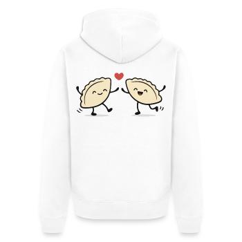 Pierogi dansant : Douces raviolettes polonaises - Veste à capuche bio Premium Unisexe - blanc - Dos - Thijin (182cm)