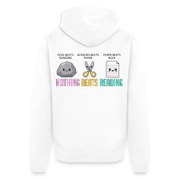 Nothing Beats Reading Book Rock Paper Scissor Cute - Unisex Premium Organic Zip Hoodie - white - Back - Thijin (182cm)