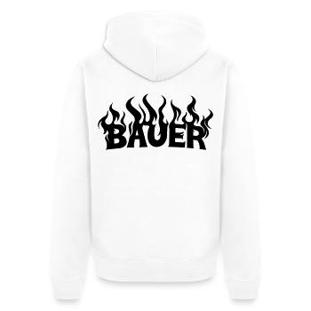 Bauer 2 - Unisex Premium Bio Zip Hoodie - Weiß - Hinten - Thijin (182cm)