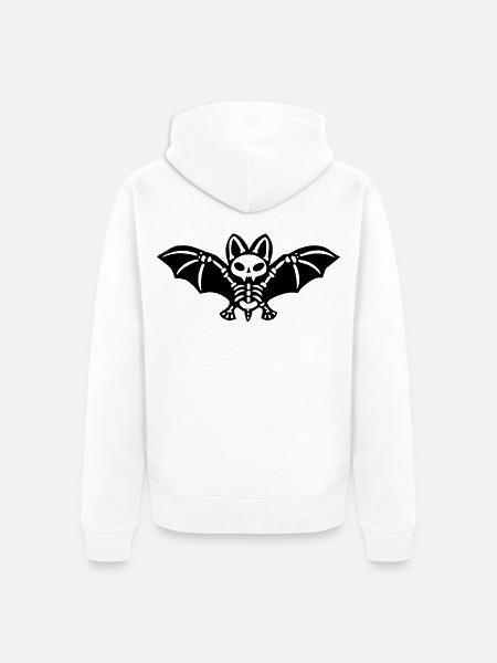 Skelettfledermaus (Schwarz) - Unisex Premium Bio Zip Hoodie - Weiß