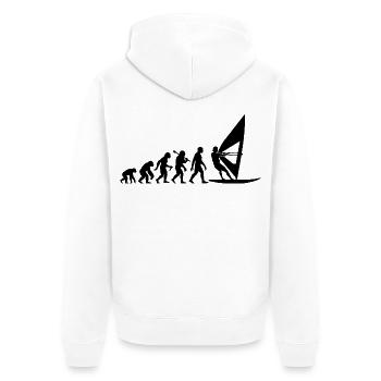 Windsurfer Windsurfing Evolution Für Surfer - Unisex Premium Bio Zip Hoodie - Weiß - Hinten - Thijin (182cm)