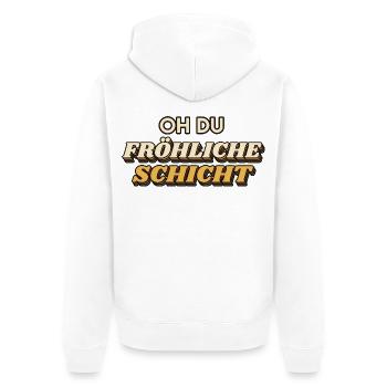 Oh du fröhliche Schicht - Weihnachten Retro - Unisex Premium Bio Zip Hoodie - Weiß - Hinten - Thijin (182cm)