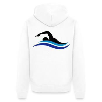 Schwimmer - Unisex Premium Bio Zip Hoodie - Weiß - Hinten - Thijin (182cm)