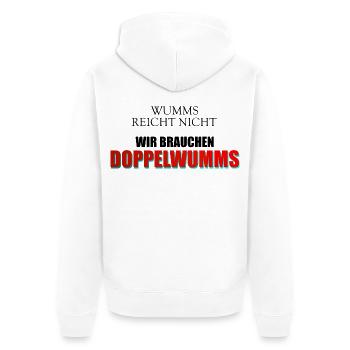 Wumms, Doppelwumms, Scholz, Politik, Sprüche - Unisex Premium Bio Zip Hoodie - Weiß - Hinten - Thijin (182cm)