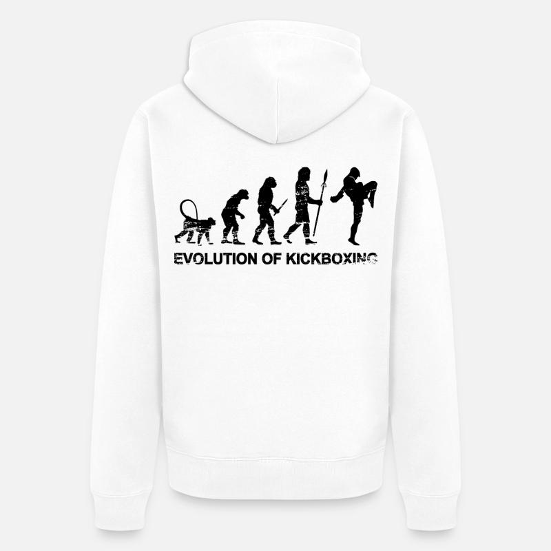 Évolution du kickboxing - Veste à capuche bio Premium Unisexe - blanc
