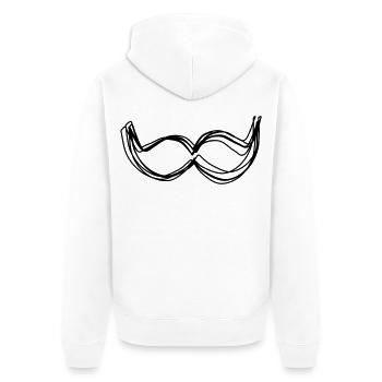 Schnurrbart handgezeichnet - Unisex Premium Bio Zip Hoodie - Weiß - Hinten - Thijin (182cm)