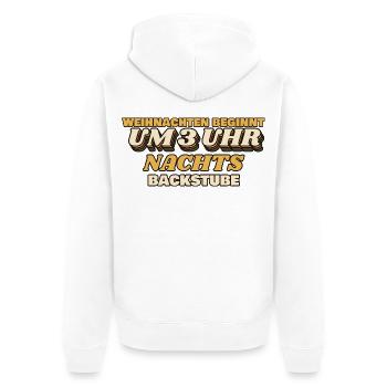 Weihnachten beginnt um 3 Uhr nachts - Bäckerei - Unisex Premium Bio Zip Hoodie - Weiß - Hinten - Thijin (182cm)