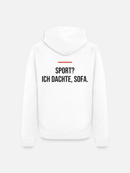 Sport? Ich dachte, Sofa. - Unisex Premium Bio Zip Hoodie - Weiß