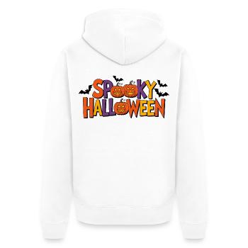 Spooky Halloween Kürbis Buchstaben - Unisex Premium Bio Zip Hoodie - Weiß - Hinten - Thijin (182cm)