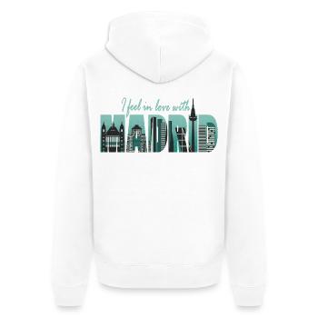 Je suis tombé amoureux de Madrid - Spain Fun - Veste à capuche bio Premium Unisexe - blanc - Dos - Thijin (182cm)