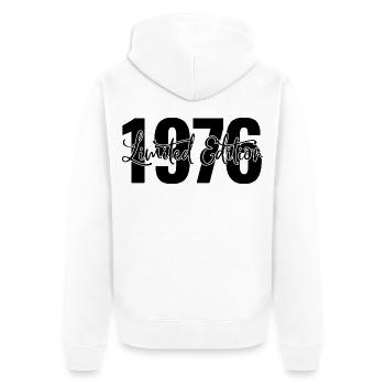Limited Edition 1976 - Unisex Premium Organic Zip Hoodie - white - Back - Thijin (182cm)
