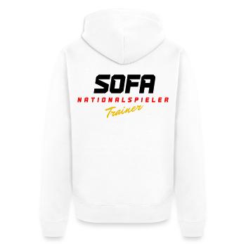 Sofa Nationalspieler - Unisex Premium Bio Zip Hoodie - Weiß - Hinten - Thijin (182cm)