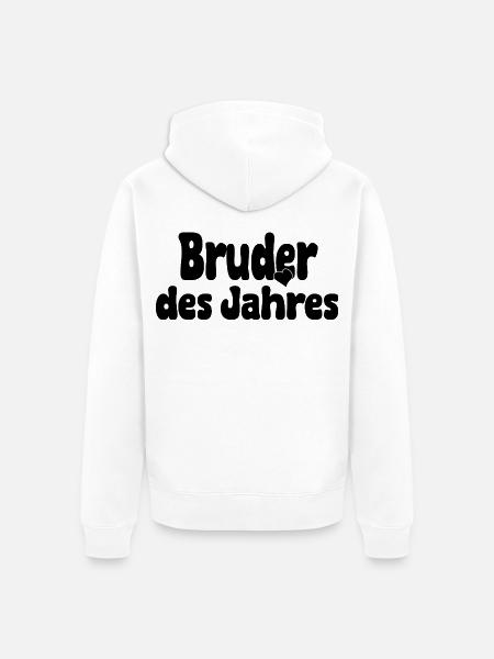 Bruder des Jahres – Herz - Unisex Premium Bio Zip Hoodie - Weiß