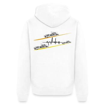 Chopper Motorrad Herzschlag - Unisex Premium Bio Zip Hoodie - Weiß - Hinten - Thijin (182cm)