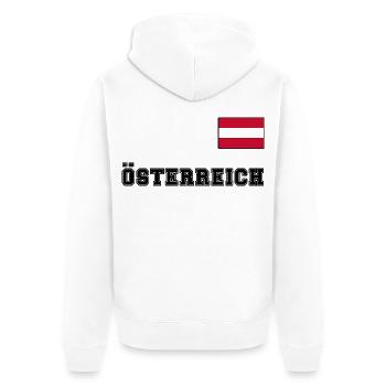 ÖSTERREICH Trikot Look - Flagge Fahne auf Brust - Unisex Premium Bio Zip Hoodie - Weiß - Hinten - Thijin (182cm)