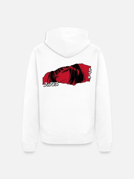 Rebellisches Anime Mädchen und Schriftzeichen - Unisex Premium Bio Zip Hoodie - Weiß