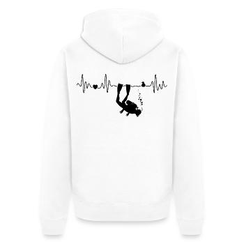 Tauchen im Meer Mit Möwe Herzschlag Taucher - Unisex Premium Bio Zip Hoodie - Weiß - Hinten - Thijin (182cm)
