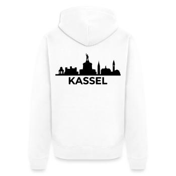 Kassel Wahrzeichen Silhouette skyline - Unisex Premium Bio Zip Hoodie - Weiß - Hinten - Thijin (182cm)