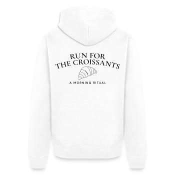 Run for the Croissants – Laufen & Café-Lebensstil - Unisex Premium Bio Zip Hoodie - Weiß - Hinten - Thijin (182cm)
