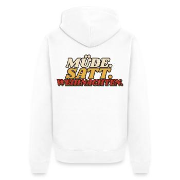 Müde. Satt. Weihnachten. - Retro Spruch - Unisex Premium Bio Zip Hoodie - Weiß - Hinten - Thijin (182cm)