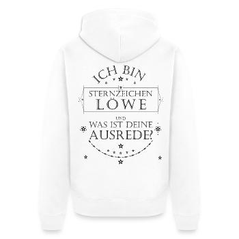 Sternzeichen Löwe. Was ist deine Ausrede? schwarz - Unisex Premium Bio Zip Hoodie - Weiß - Hinten - Thijin (182cm)