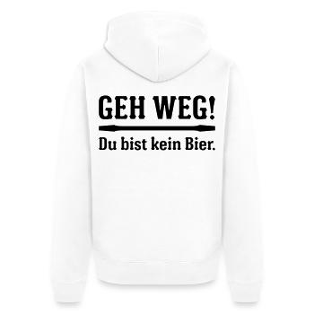 Geh Weg! Du bist kein Bier – Fun Shirt - Unisex Premium Bio Zip Hoodie - Weiß - Hinten - Thijin (182cm)