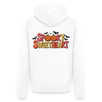 Spooky Sweetheart Pumpkin Halloween - Unisex Premium Organic Zip Hoodie - white - Back - Thijin (182cm)