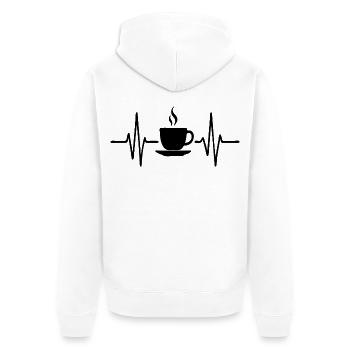 Battement de cœur de café, conception artistique au trait minimal - Veste à capuche bio Premium Unisexe - blanc - Dos - Thijin (182cm)