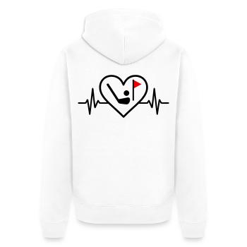 Golf Heart Sport Passion Ball Racket - Unisex Premium Organic Zip Hoodie - white - Back - Thijin (182cm)