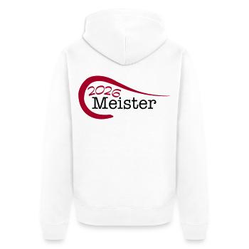 Meister 2026 Meisterschaft - Unisex Premium Bio Zip Hoodie - Weiß - Hinten - Thijin (182cm)