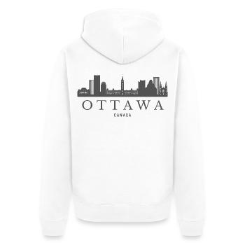 Skyline d’Ottawa Canada, silhouette d’Ottawa - Veste à capuche bio Premium Unisexe - blanc - Dos - Thijin (182cm)