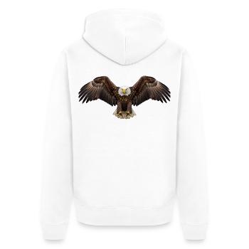 Schwebende Flügel des Weißkopfseeadlers - Unisex Premium Bio Zip Hoodie - Weiß - Hinten - Thijin (182cm)