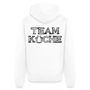 Team Küche Schriftzug handgezeichnet - Unisex Premium Bio Zip Hoodie - Weiß - Hinten - Thijin (182cm)